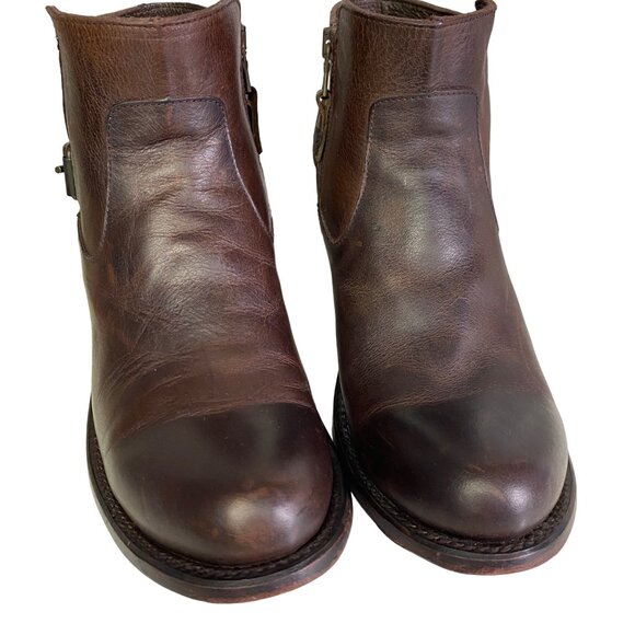 J.B. Dillon Womens 9B Brown Leather Ankle heeled Boots Zipper Adjustable Mexico - Picture 6 of 14